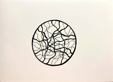 Neurographic style concept abstract traditional art illustration, circle, lines, markers and pencils