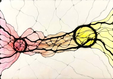 Neurographic style concept abstract traditional art illustration, circle, lines, markers and pencils