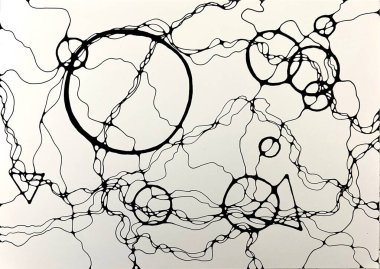 Neurographic style concept abstract traditional art illustration, circle, lines, markers and pencils