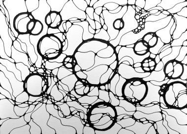 Neurographic style concept abstract traditional art illustration, circle, lines, markers and pencils