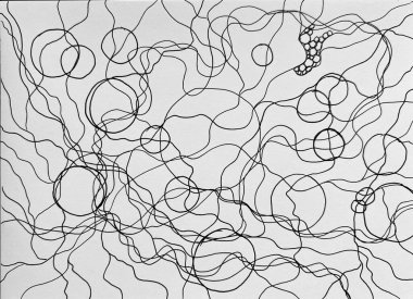 Neurographic style concept abstract traditional art illustration, circle, lines, markers and pencils