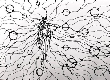 Neurographic style concept abstract traditional art illustration, circle, lines, markers and pencils