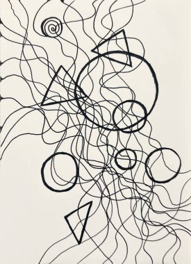 Neurographic style concept abstract traditional art illustration, circle, lines, markers and pencils