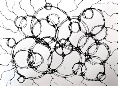 Neurographic style concept abstract traditional art illustration, circle, lines, markers and pencils