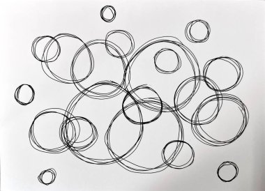 Neurographic style concept abstract traditional art illustration, circle, lines, markers and pencils