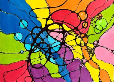 Neurographic style concept abstract traditional art illustration, circle, lines, markers and pencils