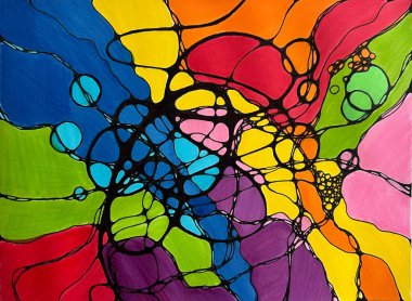 Neurographic style concept abstract traditional art illustration, circle, lines, markers and pencils