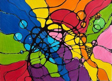 Neurographic style concept abstract traditional art illustration, circle, lines, markers and pencils