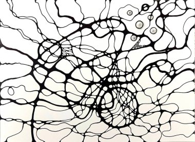 Neurographic style concept abstract traditional art illustration, circle, lines, markers and pencils