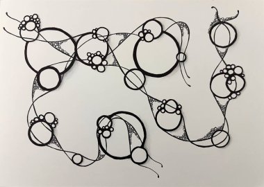 Neurographic style concept abstract traditional art illustration, circle, lines, markers and pencils