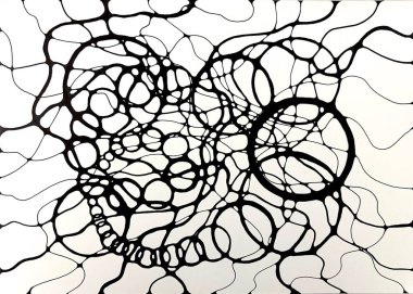 Neurographic style concept abstract traditional art illustration, circle, lines, markers and pencils