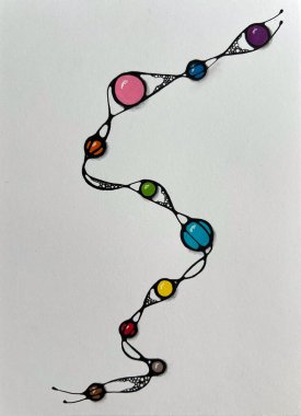 Neurographic style concept abstract traditional art illustration, circle, lines, markers and pencils