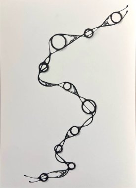 Neurographic style concept abstract traditional art illustration, circle, lines, markers and pencils