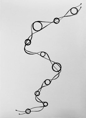 Neurographic style concept abstract traditional art illustration, circle, lines, markers and pencils