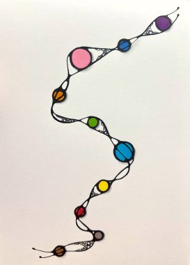 Neurographic style concept abstract traditional art illustration, circle, lines, markers and pencils