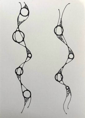 Neurographic style concept abstract traditional art illustration, circle, lines, markers and pencils