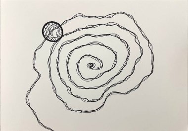 Neurographic style concept abstract traditional art illustration, circle, lines, markers and pencils