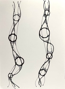 Neurographic style concept abstract traditional art illustration, circle, lines, markers and pencils