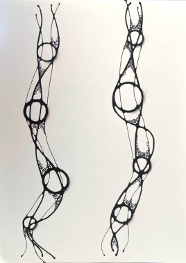 Neurographic style concept abstract traditional art illustration, circle, lines, markers and pencils