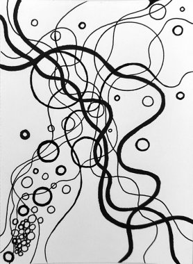Neurographic style concept abstract traditional art illustration, circle, lines, markers and pencils