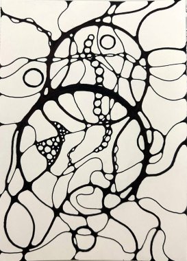 Neurographic style concept abstract traditional art illustration, circle, lines, markers and pencils