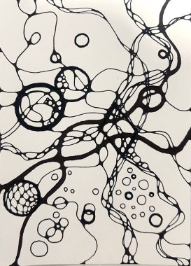 Neurographic style concept abstract traditional art illustration, circle, lines, markers and pencils