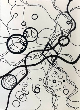 Neurographic style concept abstract traditional art illustration, circle, lines, markers and pencils