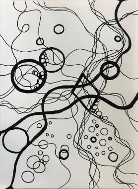 Neurographic style concept abstract traditional art illustration, circle, lines, markers and pencils