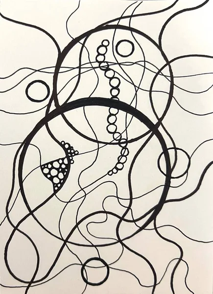 Neurographic style concept abstract traditional art illustration, circle, lines, markers and pencils