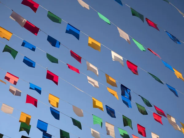 Close View Bright Arranged Flags Party Celebration — Stock Photo, Image