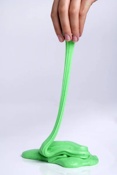 Partial View Person Childish Slime Light Background — Stock Photo, Image