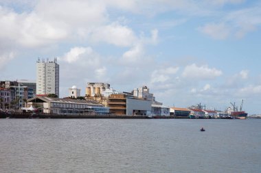 Atlantik okyanusunda tekneler ile bir Liman güzel görünümü. Recife, Pernambuco State, Brezilya.