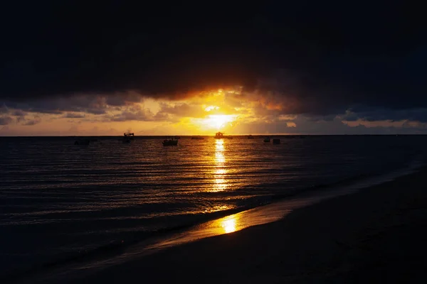 Coucher Soleil Carneiross Beach Praia Dos Carneiros Pernambuco Brésil Superbe — Photo