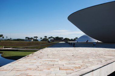 Brasilia, Brezilya - 15 Kasım 2016: Brezilya'nın başkenti Brasilia'da Brezilya hükümetinin bakanlık binalarının sırası.