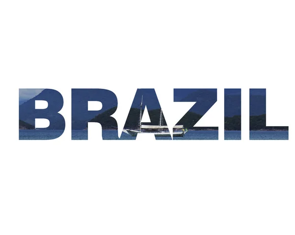 Brasil Belettering Geïsoleerd Witte Achtergrond — Stockfoto