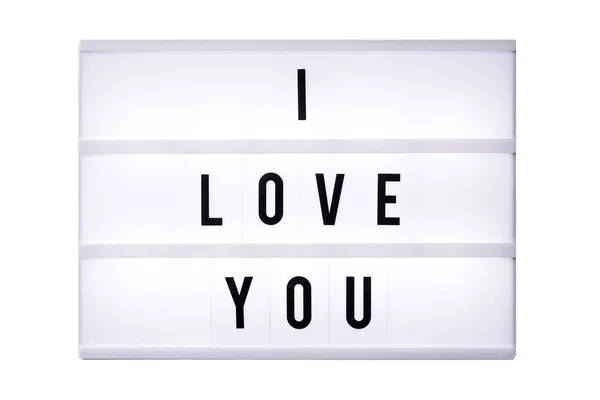 Ich Liebe Deinen Text Einem Leuchtkasten Box Isoliert Über Weißem — Stockfoto