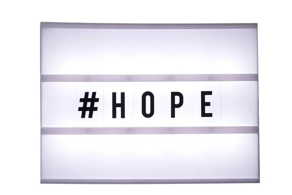 Bir Işık Kutusunda Umut Metin Kutu Beyaz Arka Plan Üzerinde — Stok fotoğraf