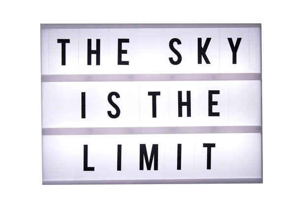 Sky Limit Text Light Box Коробка Изолирована Белом Фоне Знак — стоковое фото