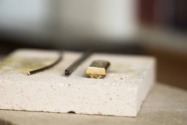 Verschillende Goudsmeden Tools Werkplek Van Sieraden Juwelier Het Werk Sieraden — Stockfoto