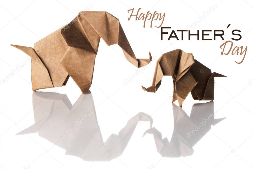 Fathers day colorful card template with elephants 
