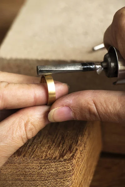 Diferentes Herramientas Orfebres Lugar Trabajo Joyería Joyero Trabajo Joyería Escritorio — Foto de Stock