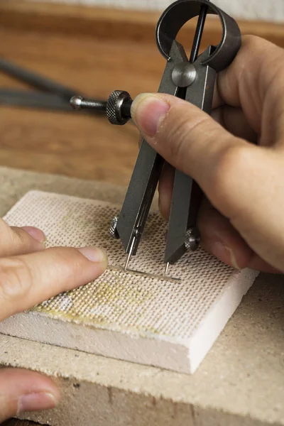 Verschillende Goudsmeden Tools Werkplek Van Sieraden Juwelier Het Werk Sieraden — Stockfoto