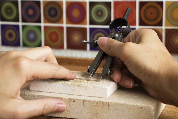 Verschillende Goudsmeden Tools Werkplek Van Sieraden Juwelier Het Werk Sieraden — Stockfoto