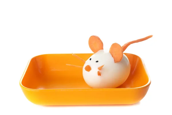 Милая Мышь Вареного Яйца Моркови Изолированы Белом Фоне — стоковое фото