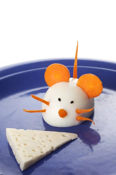 Милі Миші Вареного Яйця Моркви Ізольовані Білому Тлі — стокове фото