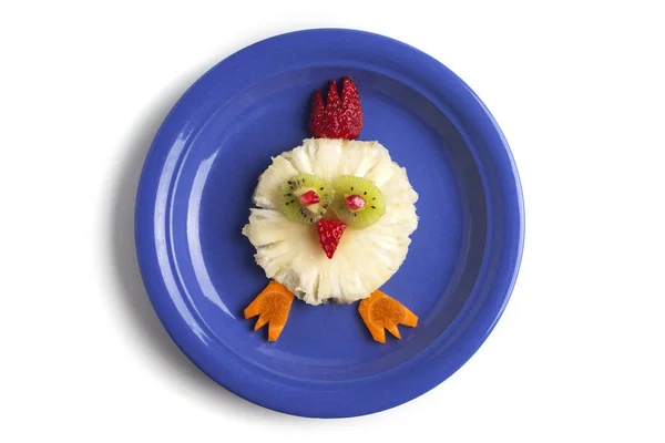 Творча Концепція Харчового Мистецтва Забавна Композиція Їжі Білому Тлі Творча — стокове фото