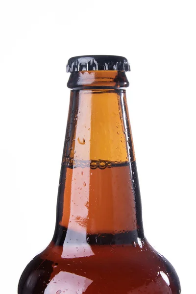 Garrafa Cerveja Vidro Isolada Fundo Branco — Fotografia de Stock