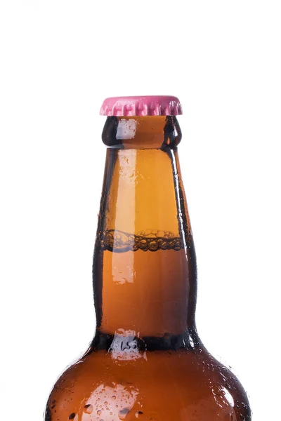 Botella Cerveza Vidrio Aislada Sobre Fondo Blanco —  Fotos de Stock