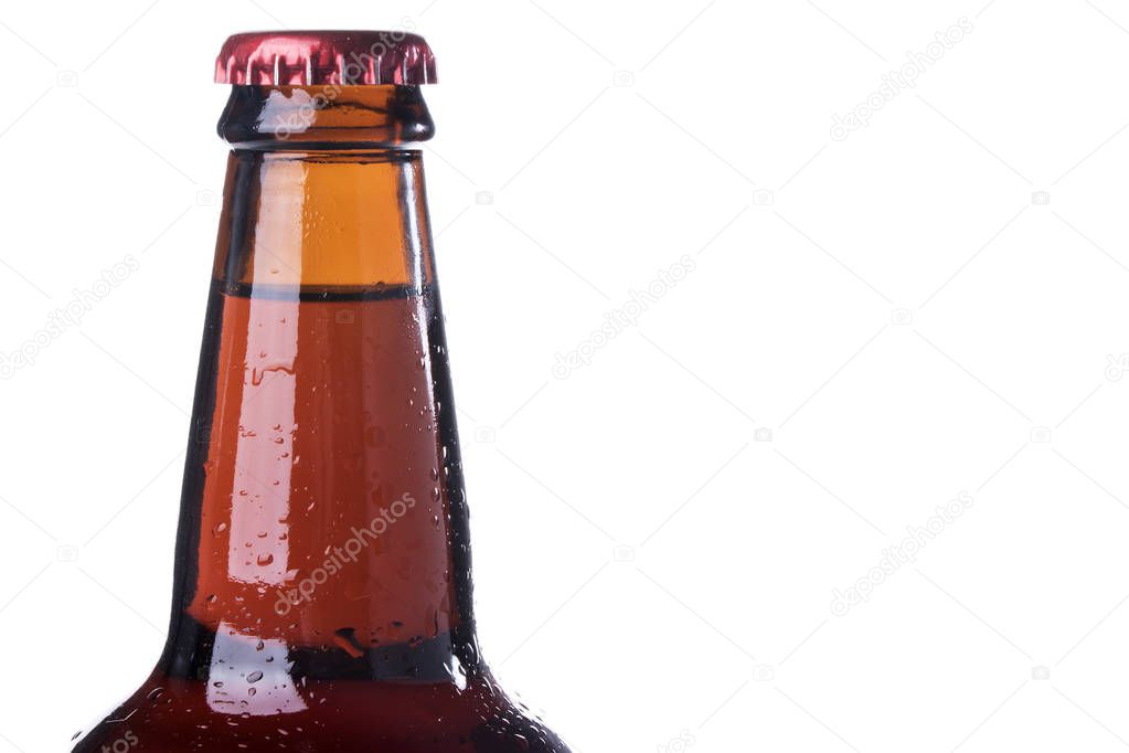 glass beer bottle isolated on white background