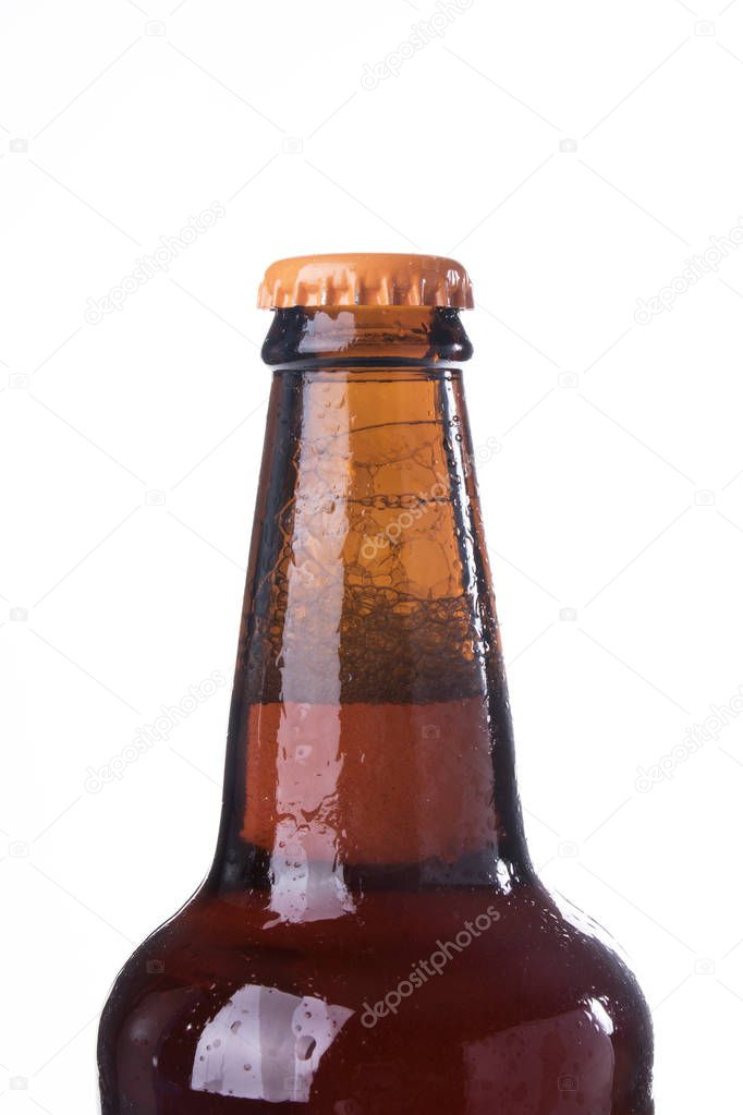 glass beer bottle isolated on white background